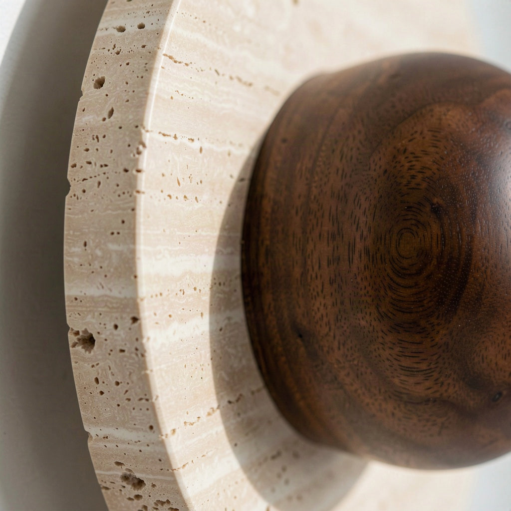 Natural Travertine, Turned Wood