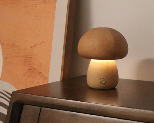 GlowShroom - Wooden Mushroom Bedside Lamp