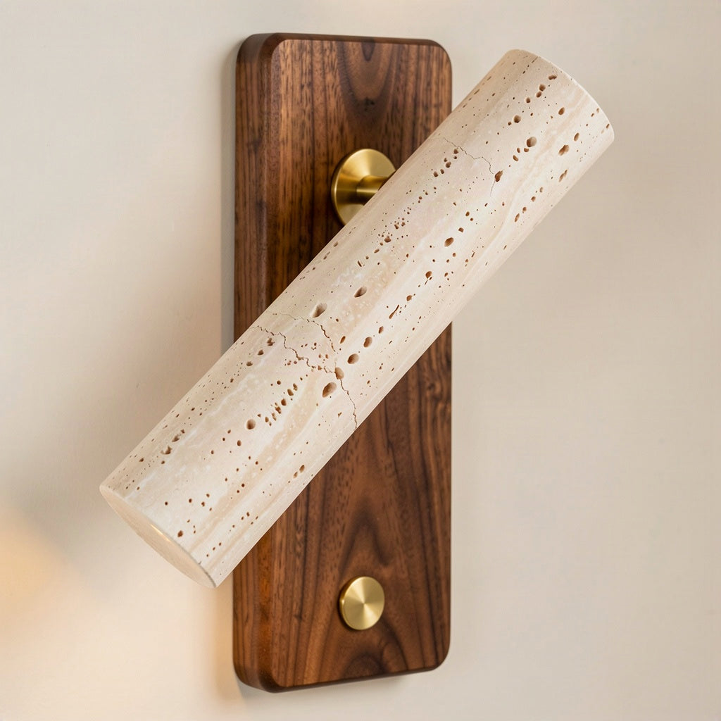 Travertine, Walnut and Brass