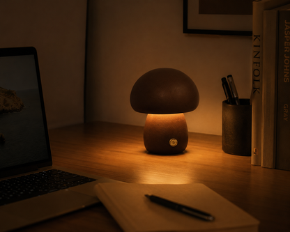 GlowShroom - Wooden Mushroom Bedside Lamp