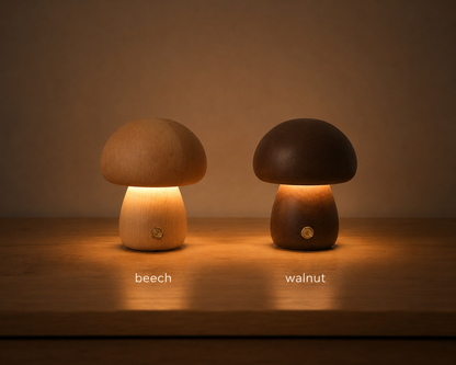 GlowShroom - Wooden Mushroom Bedside Lamp